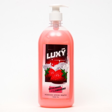 Cream-soap liquid Luxy strawberry with cream with a dispenser, 1 liter-1