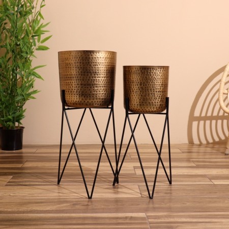 Kashpo on the stand "Brigs" metal (set 2 pcs), diameter 24 and 21 cm-1