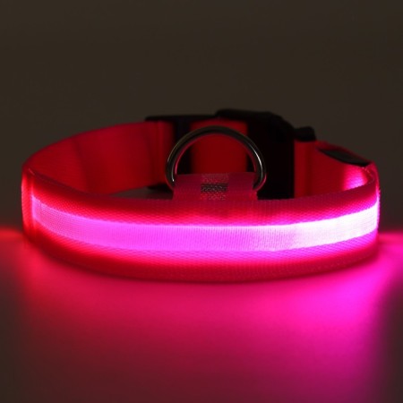 Collar with backlight size M, Osh 40-48 x 2.5 cm, 3 glow modes Pink-3