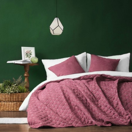 Bedspread with pillowcases "Tina", size 160x230 cm, pink color-1