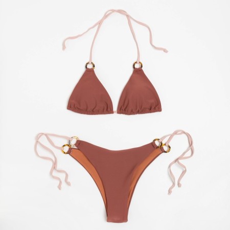 Separate Minaku swimsuit on ties, brown color, size 48-4