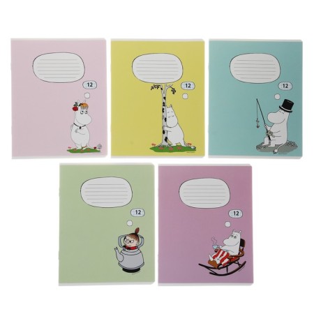Notebook 12 sheets in the Moomin cage, cover coated cardboard, varnish, OFSET block, mix