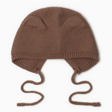 Hat knitted baby I r.48-50, col. coffee