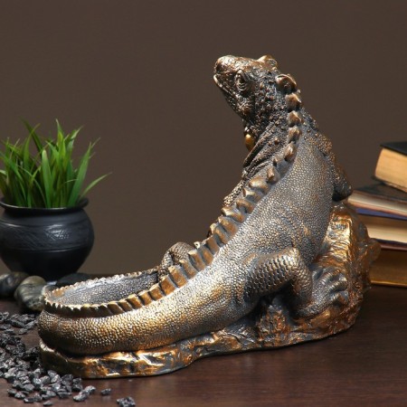 Figure "Iguan" bronze, silver, 23x46x27cm-2