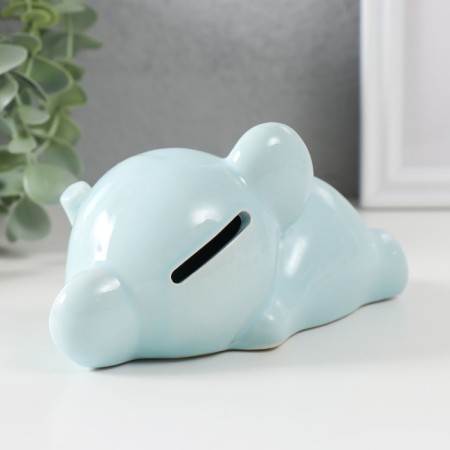 Piggy bank Ceramics "Sleeping Blue Elephant" 16x8x7.5 cm-3