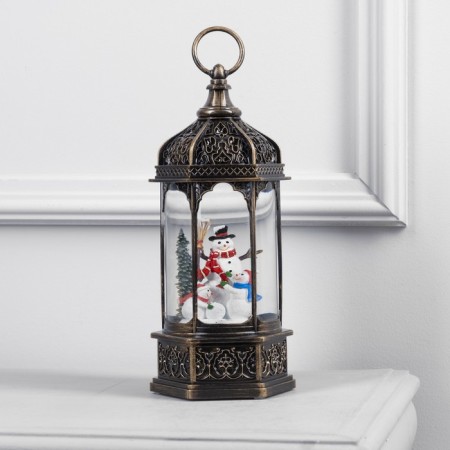 LED figure “Lantern with snowmen” 13 × 28.5 × 12 cm, plastic, AAX3 batteries (not in the kit), USB, glow warm white-1