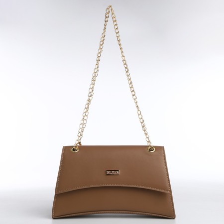Women's bag made of artificial leather with a valve, 26x16x9 cm, brown color-1