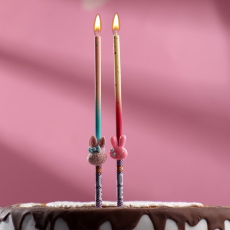 Candle in the Cake "Hare ears", 14.5 cm, mix-2