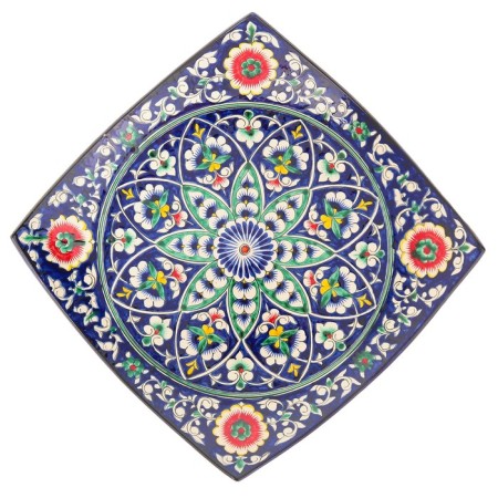 Largan Rishtan ceramics "Patterns", 31 cm, square, blue-1