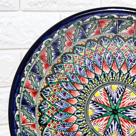 Largan Rishtan ceramics "Patterns", 33 cm, blue, deep-3