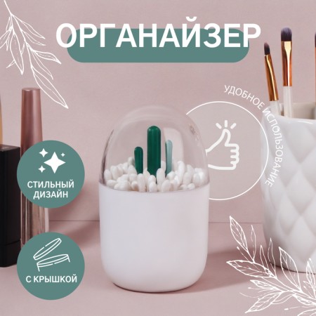 Organizer for storage "Cactus", with a lid, D - 7 × 11 cm, white/transparent color