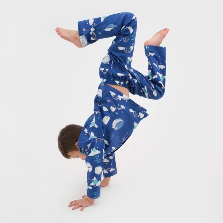 Pajama nursery (shirt, trousers) KAFTAN "Moon" p. 122-128, blue-6