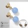Earrings Assorted "hearts" with beads, blue color in gold