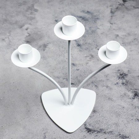 Summary Metal for 3 candles "Diez", 10.5x27 cm, white-2
