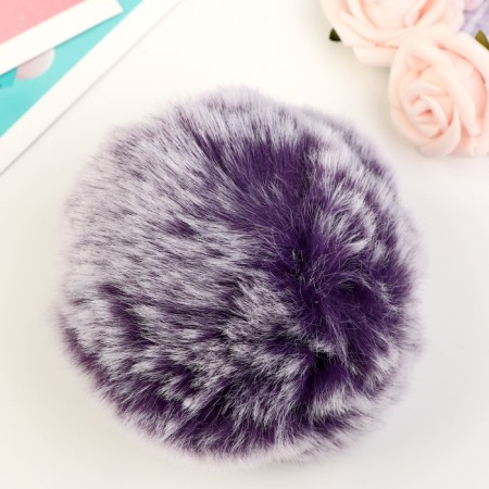 Pompon Artificial fur "purple with white tips" d = 9 cm