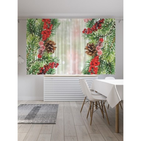 Photostes "Decorated Christmas trees", Saten, size 145x180 cm, 2 pcs