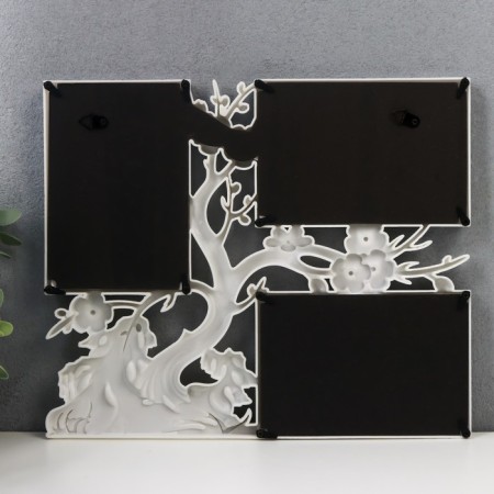 Photo frame plastic in 3 photos 10x15 cm "Cherry Garden" White 32x27 cm-2