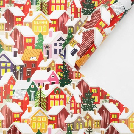 Packed glossy “Winter houses”, 70 x 100 cm, New Year