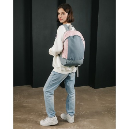 School textile Backpack 46x30x10 cm, vertical pocket, gray color, pink-5