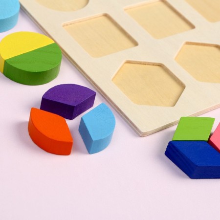 Puzzle "Figures. Fractions and whole ”3 × 3 cm, up to 1/3-7
