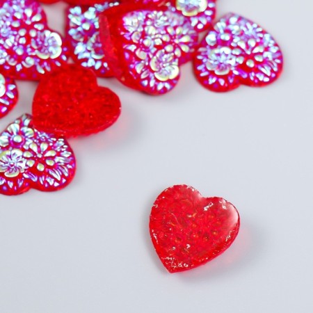 Decor for creativity Plastic "Heart" holography red set 20 pcs 1.6x1.6 cm-1