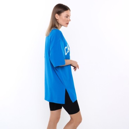 Female T-shirt, bright blue color, Oversize size (42-46)-3