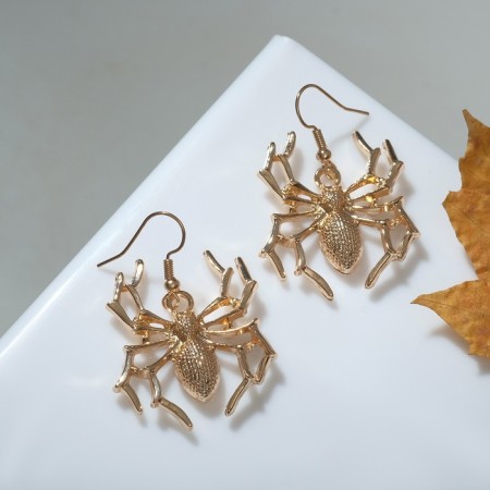 Earrings Metal "Spider" in a web, color gold-1