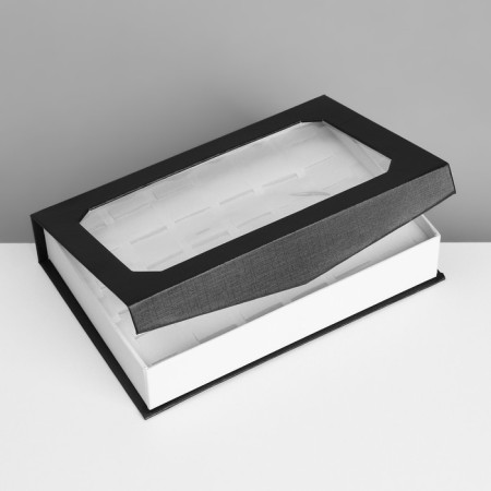 Standing for jewelry "Casket" 36 seats, 18.5 × 13 × 4 cm, black and white color-2