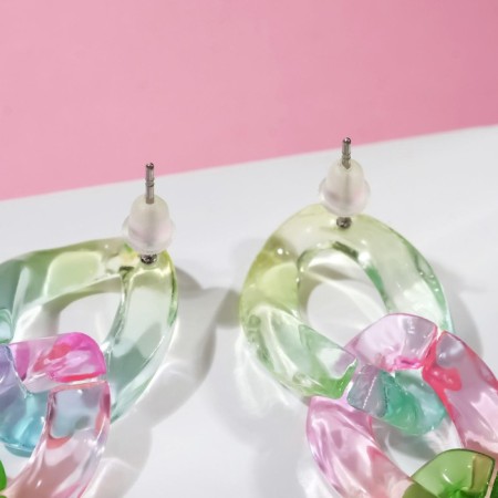 Earrings Plastic "Chain" translucent, color-2