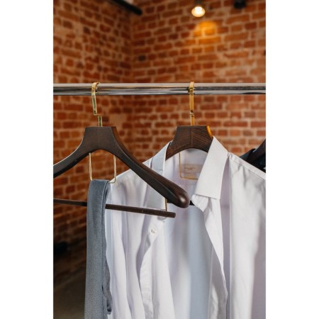 Shoulders - LadoM Brown Gold hanger for costumes, velvet crossbar, beech tree, 42.5 × 4 × 19 cm-1