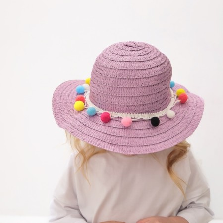 Hat with bombs for Minaku girl, purple color, size 50-1