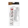 Extension cord Luazon Lighting, 2 euros+2 univ., 3 m, 2200 W, 2x0.5 mm2, with off., White
