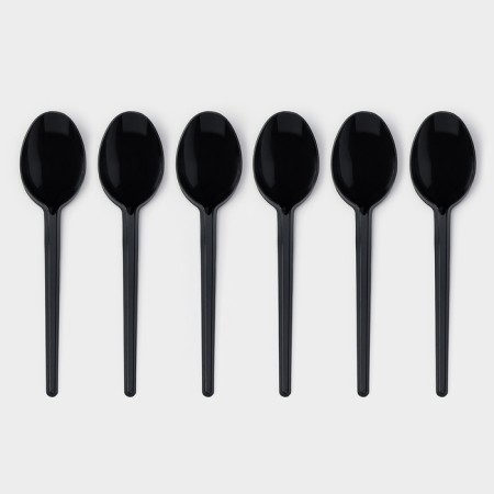 Spoon is a disposable plastic, 16.5 cm, black color, set 6 pcs-2
