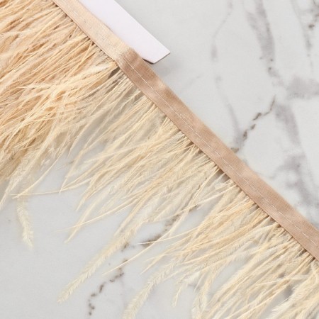 Braid with ostrich feathers, 8-10 cm, 5 ± 0.5 m, ivory color-2