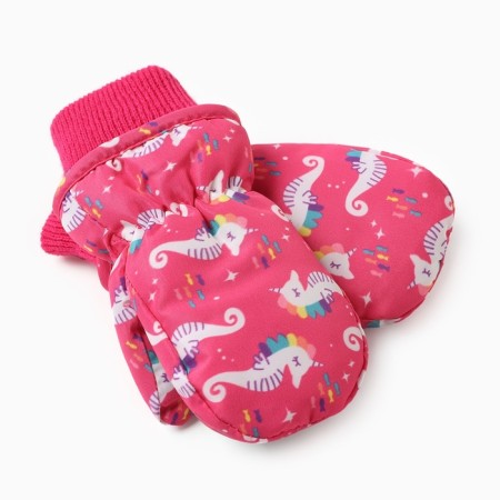 Winter children's mittens minku, raspberry color, 15cm-2