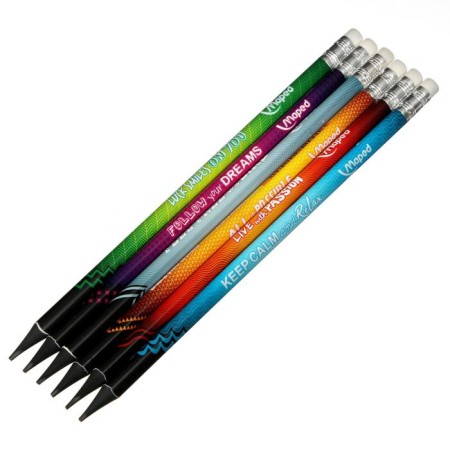 Pencil Chernographic Maped Navy Pep`s Energy Hb, plastic, with an eraser, triangular, 6 pieces in a blist-1