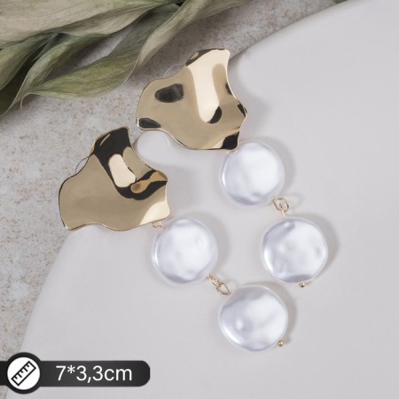 Earrings with pearls "Hermione", white color in gold