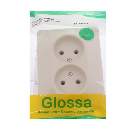 Double SE GLOSSA, 16 A, 250 V, built -in, without salary, IP20, beige, GSL000220-2