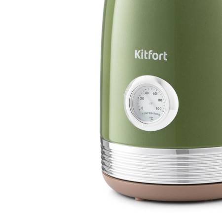 Electric kettle KitFort KT-6110, Metal, 1.7 L, 2200 W, Auto Completion, Green-1