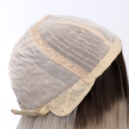 Artificial wig, simulation of the skin, 60 cm, 160 grams, light/blond color (#SHT8/SHT60A)-5