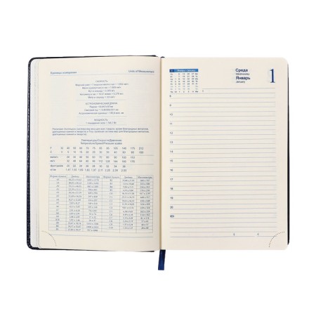 Dated diary of 2025, A5, 168 sheets in a ruler, leatherette "Nebraska", silver cut, blue-10