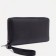 Male purse with zipper, department for bills, for maps, for coins, black color