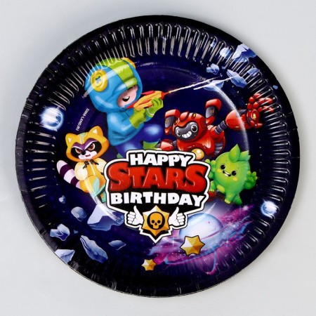 Disposable paper plate "Stars!", (18 cm), set 6 pcs-2