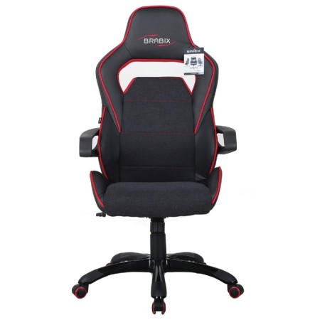 Playing armchair Brabix "Nitro GM-001", fabric, eco-leather, black, red inserts-1