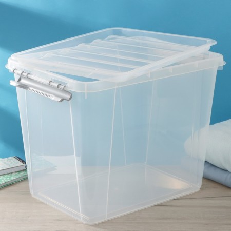 Storage container with a lid Ricco, 25 l, 41 × 29.5 × 31.2 cm, transparent-2