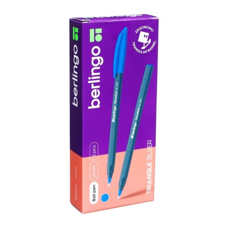 Ballic pen 1.0 mm, Triangle Silver, blue ink, three -sided-13