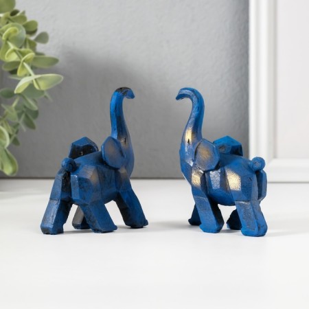 Souvenir Polystone "Blue Elephant" set 2 pcs 3x8x8.5 cm-4