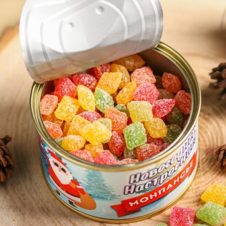 Monpensier "New Year's mood", Caramel Lollice in a tin bank, 140 g-1