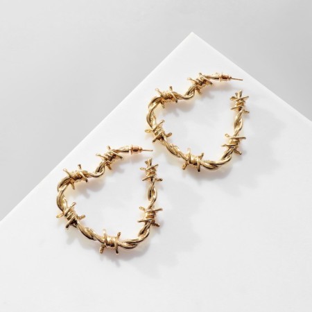 Earrings Metal "Wire" prickly, color gold-2
