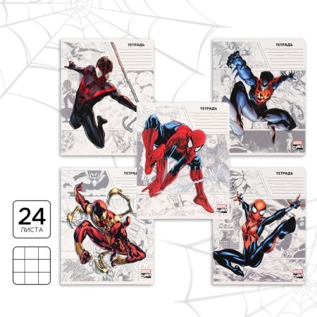 Notebook in a cage 24 sheets, 5 types of mix, cover covering cardboard, Avengers